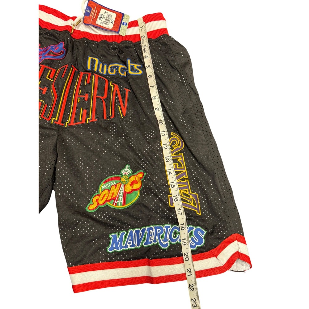 Just Don NBA Basketball Shorts Mens XXL Black New Western Conference Mesh Patch - Picture 6 of 11